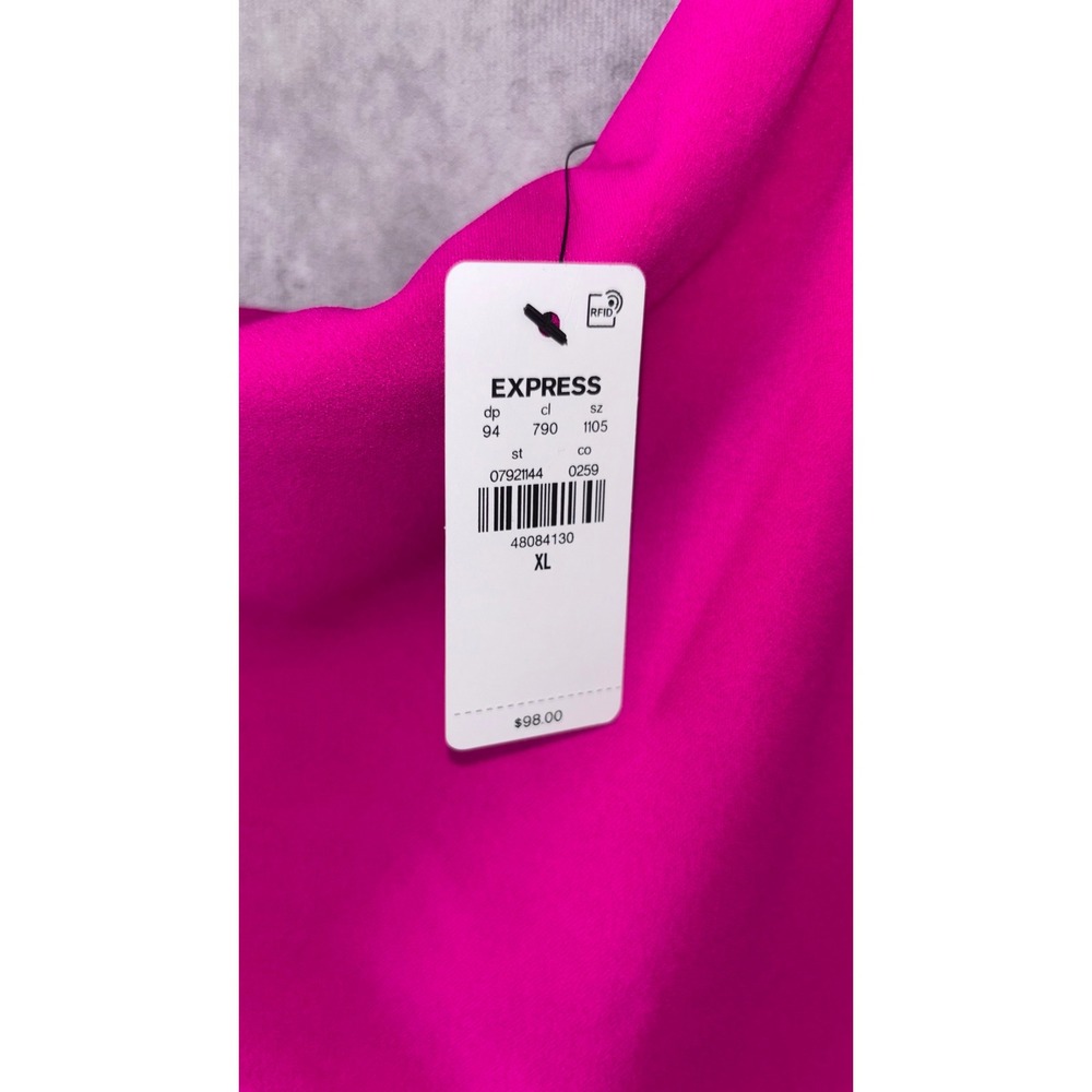 NWT Express Pink Fuchsia One Shoulder Wide Leg Bow Sleeveless Jumpsuit Women XL - Picture 6 of 10
